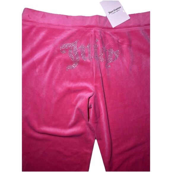 Juicy Couture Large OG Big Bling Hot Pink Velour Track Pants NWT - Picture 6 of 10